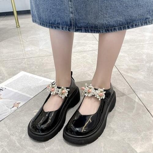 2021 New Style Summer Retro Shoes Woman Flats Soft Clogs Platform Modis Autumn Oxfords Shallow Mouth Dress Creepers Fall Leather