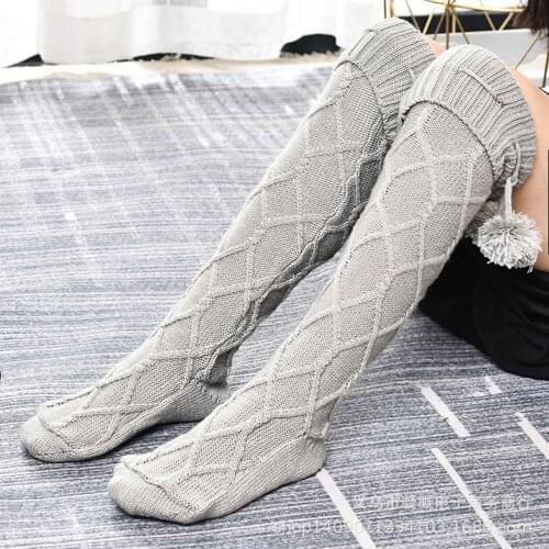 New Women Autumn Winter Pantyhose Knit Cotton Cover Knitting Step Foot Lengthening Over Knee Elastic Warm Floor Ladies Socks Hot