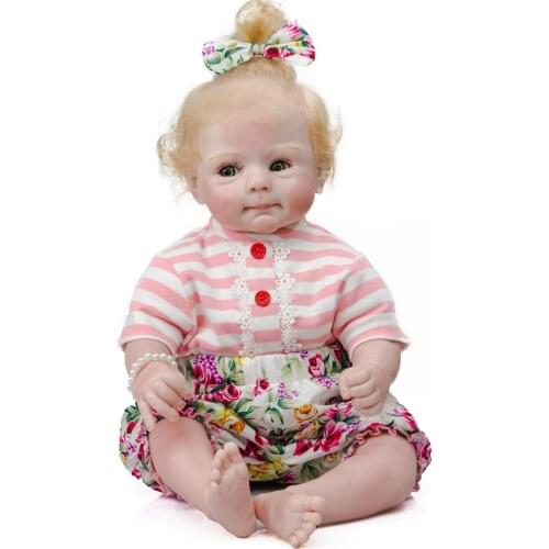 NPK 50CM newborn sweet face bebe reborn baby realistic soft cuddly baby hand rooted blond hair high quality collectible doll