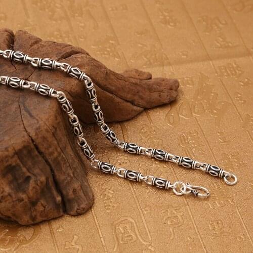 Factory Wholesale S925 Sterling Silver Jewelry Bamboo Personality Fashion Hipster Retro Thai Silver Style Mens Necklace