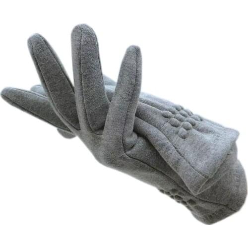 Ladies Winter Fashion Gloves Lycra Fabric Thicken Rabbit Fur Lining New Gloves Grey Warm Outdoor Driving Riding Sports Plus Velv