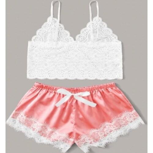 Sexy Lingerie Women Sleep Wear Camisole Bow Shorts V-Neck Tops Velvet Pajamas Sleepwear пижама кигуруми пижама женская Hot