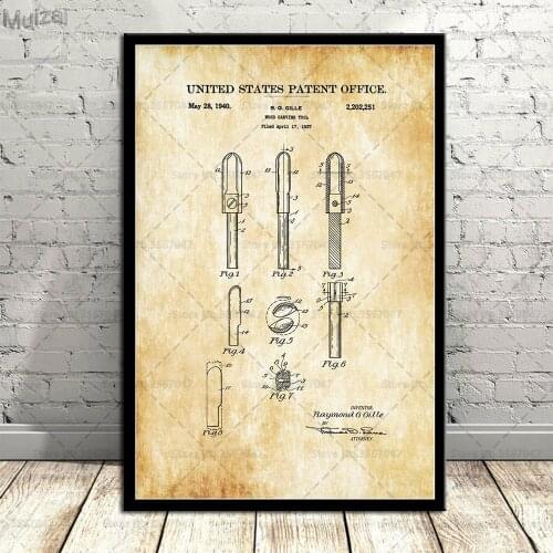 Posters and Prints Tool Patent Workshop Metal Work Mechanic Blueprint Wall Art Poster Canvas Painting Pictures Home Decoration
