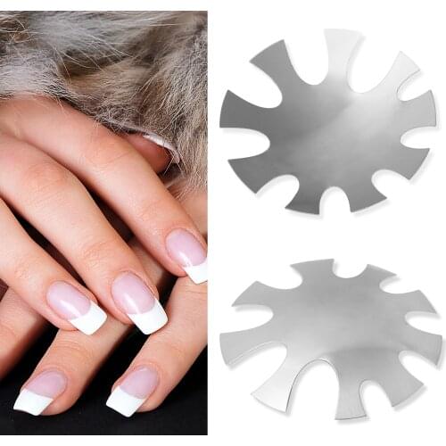 Pro 9 Size Oval-Shade Easy French Smile Line Edge Trimmer Cutter Acrylic Nail Tips Mold Guides White Pink Friench Design Tools