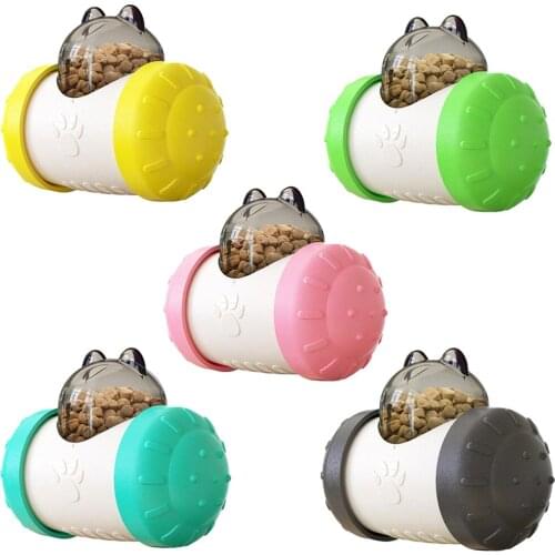 Dog Cat Food Dispensing Toy Interactive Chase Toy Slow Feeder Balance Swing Bear Head Shaped