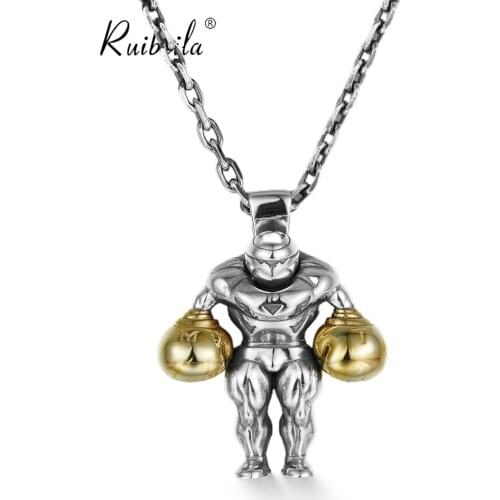 Ruibeila original design boxer pendant necklace mens jewelry 925 silver solid personality king Xiangchai jewelry souvenir gift