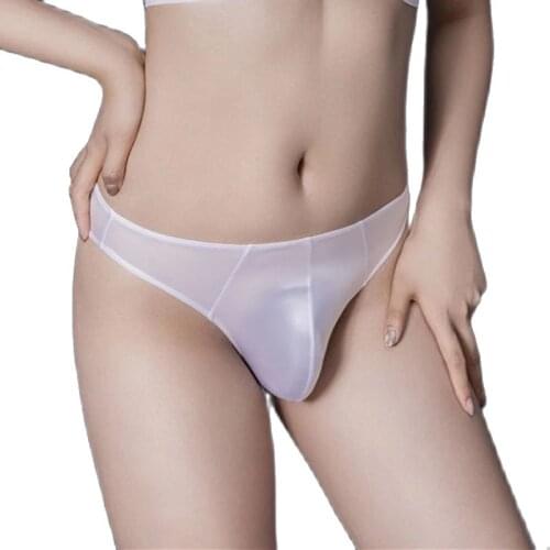 Sex Appeal Woman Pantie U Convex Pouch G-String See Through Brief Fake Cock Ring Lesbian Sexy Lingerie Low Rise T-Back Oil Thong