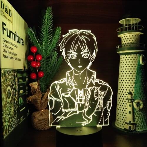 Attack On Titans Eren Jaeger 3D ANIME LAMP Led Nightlights Shingeki No Kyojin lampara For Bedroom Decoration