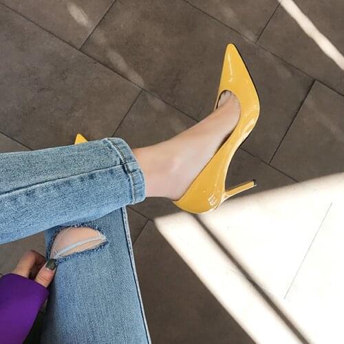 Pumps 8cm Stilettos Wedding-Party-Shoes Shoes Women Nude-Heels Pointed-Toe Sexy Black Yellow Women High Heels Women Shoes