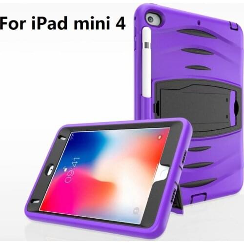 Shockproof Tablet Coque For iPad mini 4 Case Silicone PC Pencil Holder Kids Case For iPad mini 4 Case Heavy Duty Stand Cover
