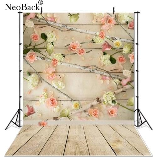 Vinyl Cloth Floral Wood Children Photo Backgrounds Digital Printing New Born Baby Senior Wooden Studio Portrait Photo Backdrops