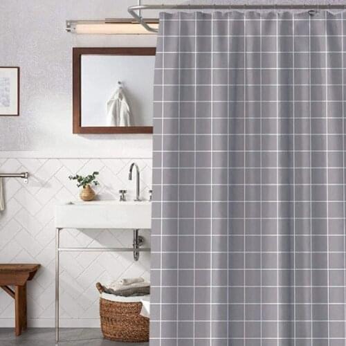 Modern Shower Curtain Gray Plaid Waterproof Mildew Bath Curtains Thicken Hotel Home Bathtub Partition Curtains Bathroom Decor