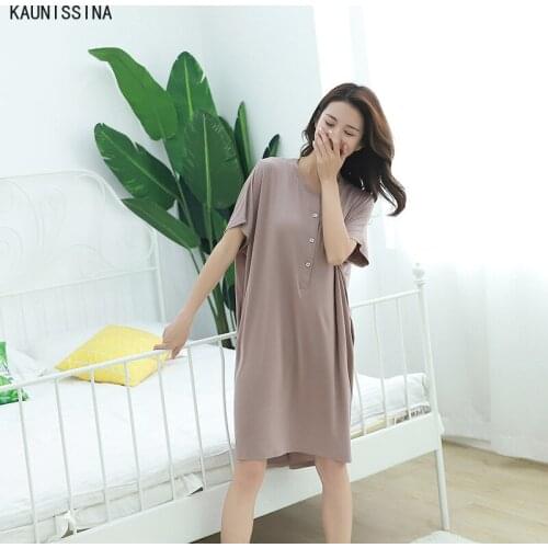 Womens Nightgown New Modal Summer Nightdress Short Sleeve Loose Large Size Sleepwear Comfortable Night Gown Loungewear