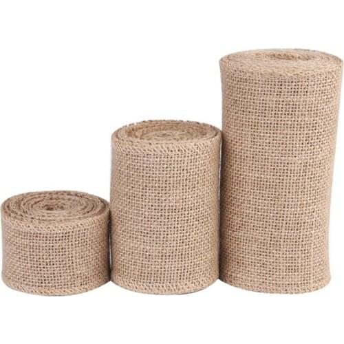 1M Natural Jute Burlap Hessian Ribbon Rolls Vintage Rustic Wedding Decoration Christmas Gift Wrapping Festival Party Home Decor