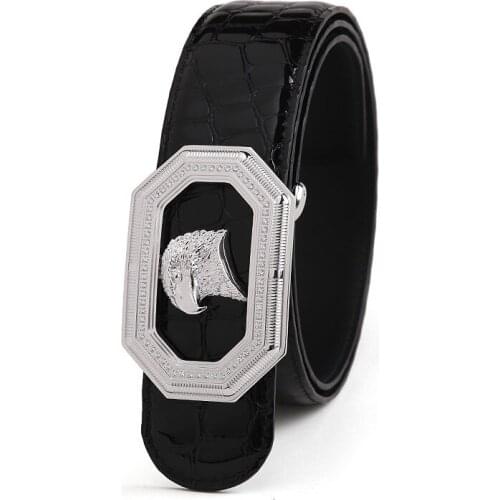 2021 New mens top leather belt simple leisure business belt luxury stainless steel eagle buckle cowskin Belt