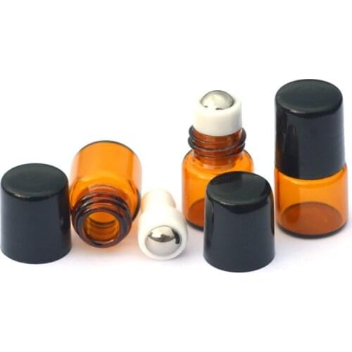 3Pcs 1ml Amber Roller On Roller Bottles For Essential Oils 1cc Roll Refillable Perfume Vial Deodorant Container