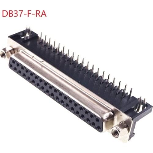 5Pcs D-SUB 37 Position Connector Receptacle Female Socket 37 Pin 2 Rows Pin Right Angle Through PCB Rectangular I/O Connectors