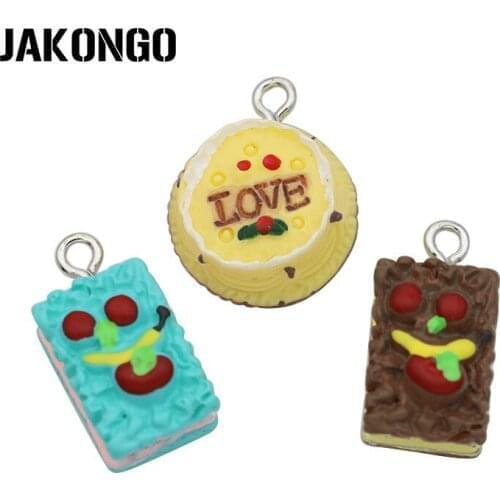 5PCS Resin 3D Cake Charms Cartoon Food Pendants for Jewelry Making DIY Jewelry Findings Handmade