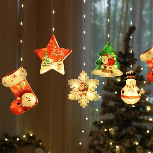 6 Pcs Christmas Light Up Ornaments Hanging Room Decor With LED Lights Garden Street Outdoor Decorative Holiday Light