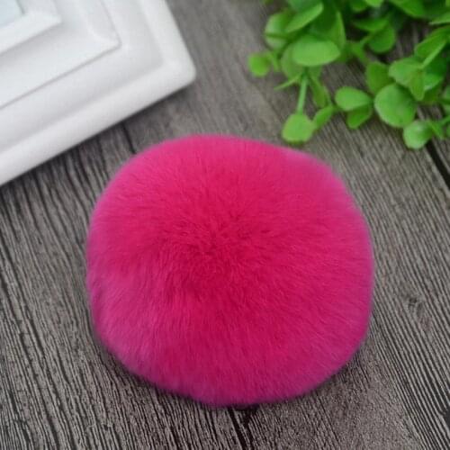 8cm Nature Genuine Rex Rabbit Fur Ball Pom Pom Fluffy DIY Winter Hat Skullies Beanies Knitted Cap Pompoms TKF001-rose