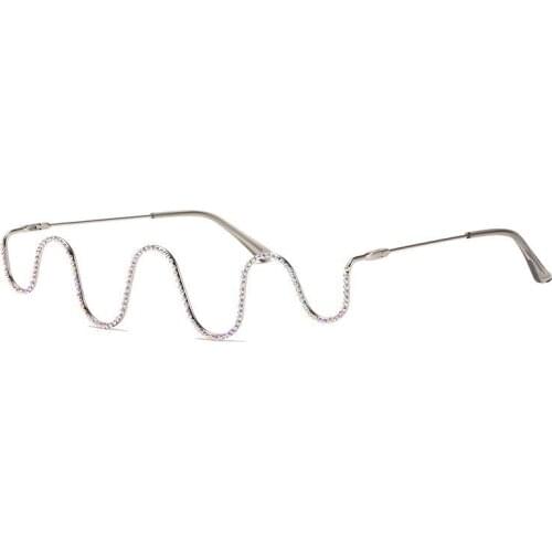 Diamond Steampunk Sunglasses Frames Rhinestone Eyeglasses Frames For Women Wave Sunglasses Frames For Men Eyewear Decoration