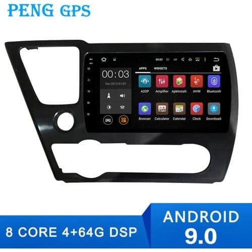 Android9.0 4+64 9"Car Radio GPS Multimedia Player For Honda Civic Sedan 2013 2014 2015 Navigation tape recorder audio Fast boot
