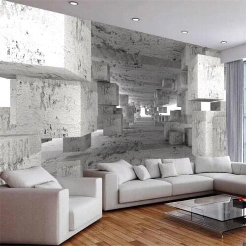 Milofi customized large 3D wallpaper mural three-dimensional space abstract cement wall extended space background wall
