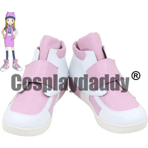 Digimon Frontier DigiDestined Zoe Orimoto Warrior Spirits of Wind Kaze no Toshi Anime Cosplay Pink Strap Shoes C006