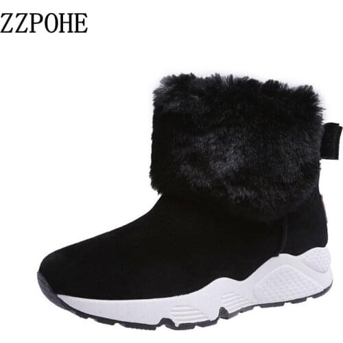 ZZPOHE new winter thick bottom increased non-slip fur cuffed snow boots thick warm warm boots ladies casual shoes