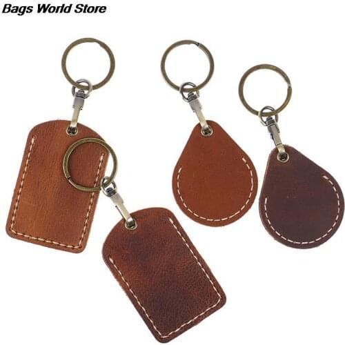 Card Bag Key Tag Key Ring Vintage Leather Key Case Keychain Doorlock Access Control Tags Keyfob Tag ID Card Case Keychain Access