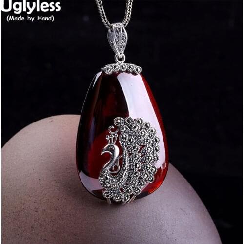Uglyless Princess Peacock Pendants Necklaces NO Chains Thai Silver 925 Silver Animals Phoenix Necklaces Women 925 Silver Jewelry