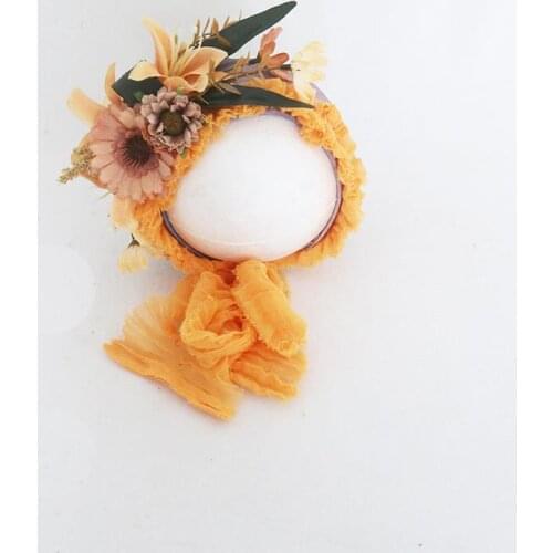 Newborn Flower Bonnet Photography Shoot Baby Girl Hat Photo Props