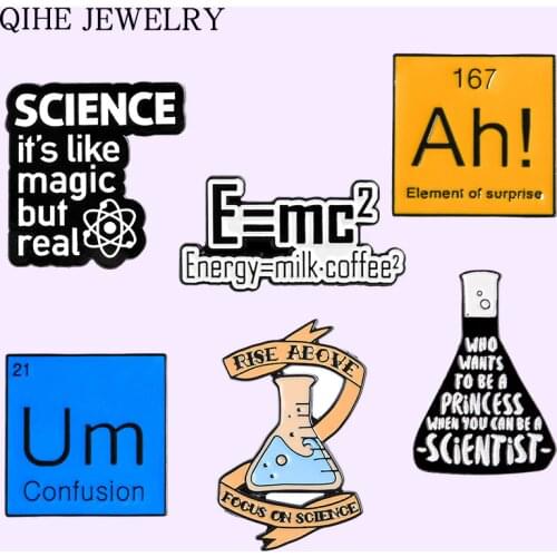 Scientific Energy Enamel Pin Chemical Experiment Beaker Cup Modal particle Ah Um Science Jewelry For Women Men Scientist Brooch