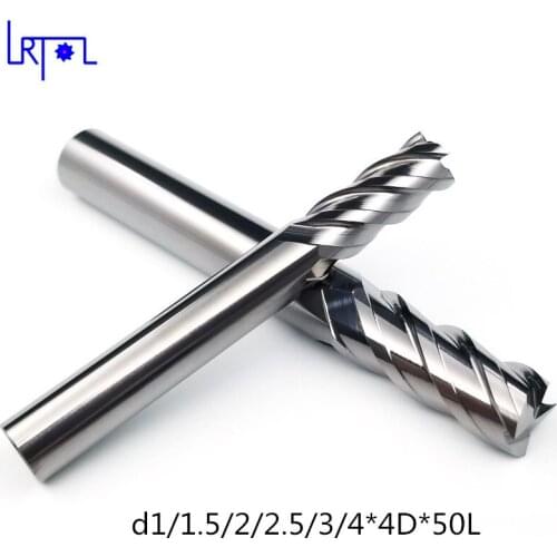 4Flutes 1/1.5/2/2.5/3/4*50 end mill for Ceramic Bit Milling Tools Carbide CNC milling cutter
