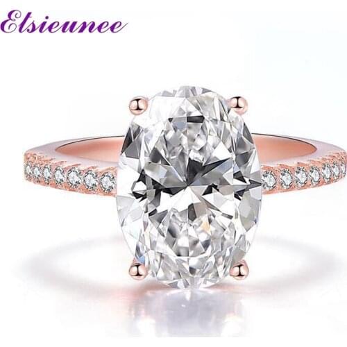 Solid Silver 925 Jewelry Oval Cut Created Moissanite Diamond Wedding Proposal Rings Rose Gold Color Fine Jewelry Ring Wholesale