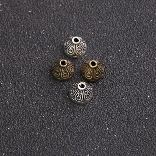 20pcs/lot 9*9mm Two Color Alloy Dome Bead Caps Receptacle Hand Made End Caps For Tassels Charms DIY Jewelry Making