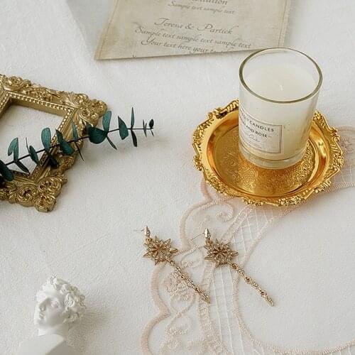 Retro Metal Tray Dinner Plates Restaurant Gold Serving Tray Round Dessert Cake Snack Dishes Silver Storage Plate Korean Cutlery