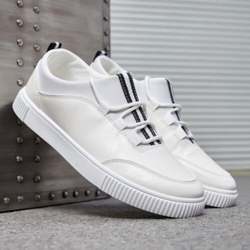 QWEDF 2019 Men Shoes Spring Autumn Casual Flat Shoes Lace-up Low Top White Male Sneakers tenis masculino adulto X6-02