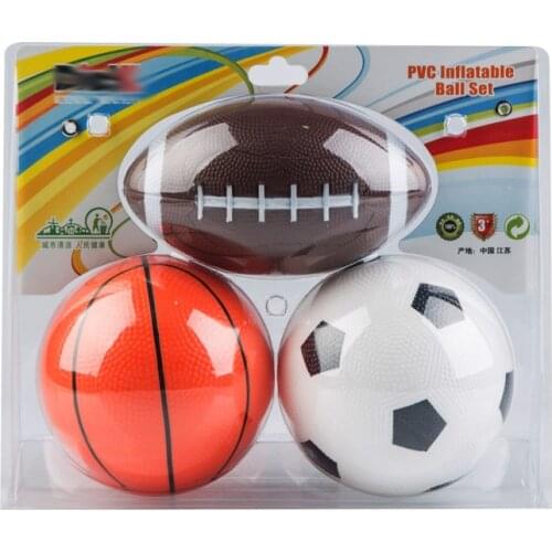 3pcs PVC Soft Sports Balls Mini Rugby Soccer Volleyball Basketball Toy Suitable for Indoor Outdoor Young Kid Teen Children Play