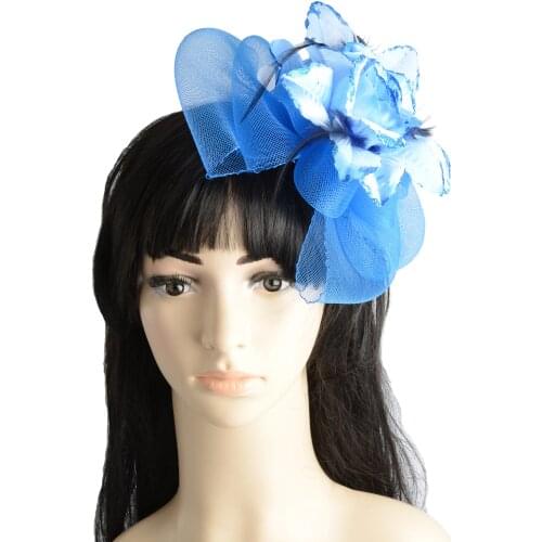New Fashion Party Accessories Women Fascinator Hat Feather Hair Clip Party Shiny Flower Veil Headband Party Jewelry High Quality