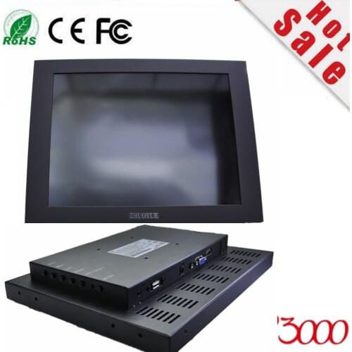 New 12 inch 4:3 800*600 HDMI VGA dc12 v input Open Frame metal casing 4 wire USB resistive touch monitor open frame