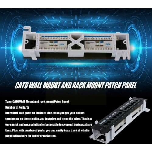 Network Tool Kit 12 Port CAT6 Patch Panel RJ45 Networking with Rack Mount Wall Mount Bracket Wall E8G6