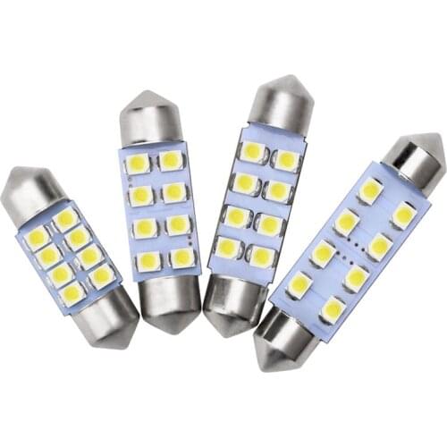 500pcs Super Bright 31mm 36mm 39mm 41mm Festoon LED 8SMD 1210 Car Interior Dome Festoon Light Bulbs Lamp White Reading Bulb 12V