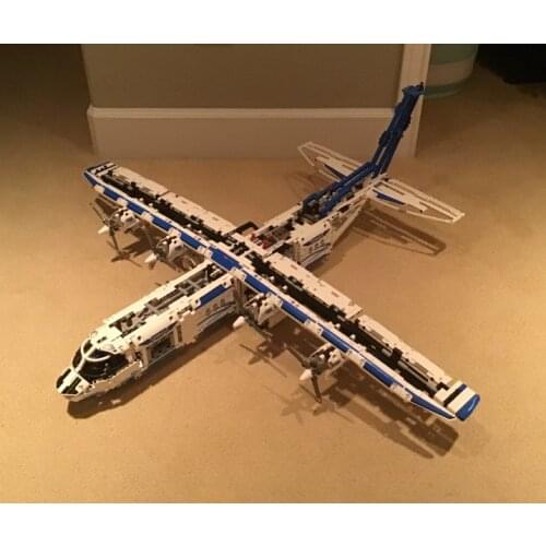 Technology mechanical building block RC aircraft assembly with 4 engines to construct childrens birthday toy model MOC