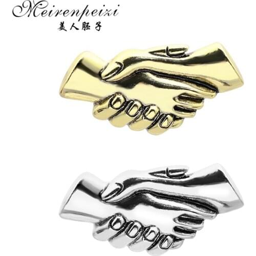 Meirenpeizi Vintage Hand in Hand Pin mother day Lover Brooch Button Pins Denim Jackets Pin Badge Cartoon Fashion Jewelry Gift