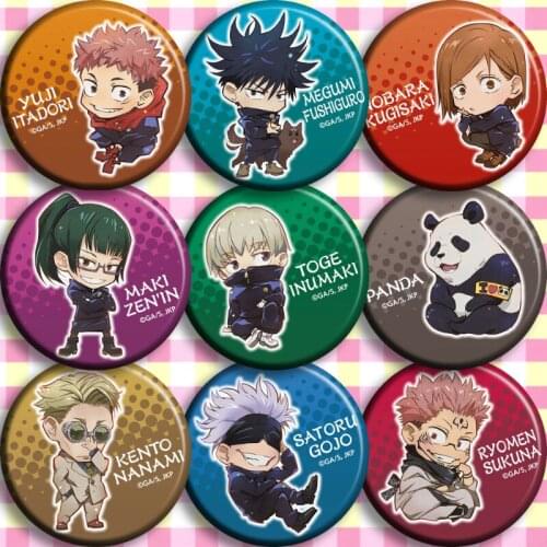 Japan Anime Badges Jujutsu Kaisen Satoru Gojou Cosplay Props Tinplate Brooch Metal Button Badge Characters of 9 Anime Pins Gifts