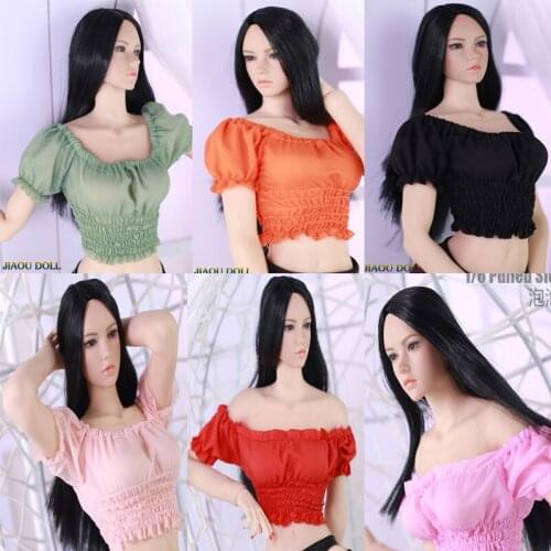 7 Colors 1/6 Female clothes off the shoulder T shirt sexy cute style fit 12'' seamless Action figure