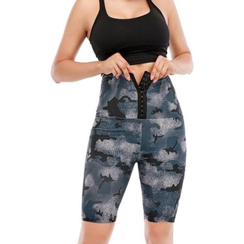 YAGIMI Women Camouflage Sweat Shorts Lose Weight Waist Trainer Body Shaper Slimming Tummy Control Sauna Pants Thermo Shapewear