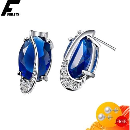 Trendy Stud Earrings 925 Silver Jewelry Accessories Inlaid Zircon Gemstone Earrings Ornament for Women Wedding Bridal Party Gift