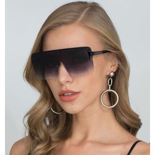 HKNA Rimless Sunglasses Women 2021 Luxury Brand Big Frame Sun Glasses Women Gradient Eyeglasses Vintage Oculos De Sol Mujer